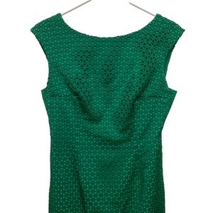 Tracy Reese Green Laser Cut Overlay Dress